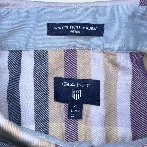 Gant Winter Twill Madras / Flannel Check Shirt XL 17/43-44 *TALL *Read Slim Fit - Picture 5 of 9
